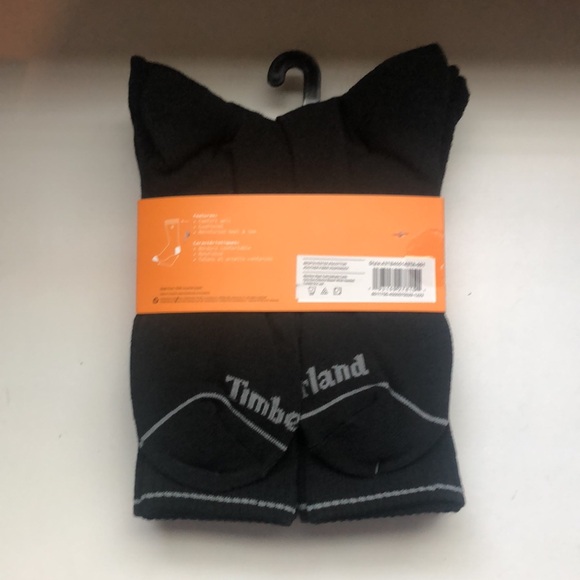 New Timberland Socks 5 Pair Package Mens Black Cushioned Crew Socks Shoe Sz 9-12 - Picture 4 of 11